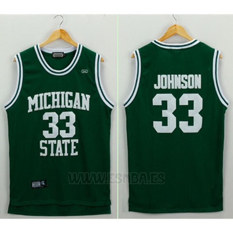 Camiseta NCAA Michigan State Spartans Magic Johnson #33 Retro Verde